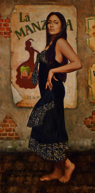 La Manzana — figurative oil painting by Anthony A. González